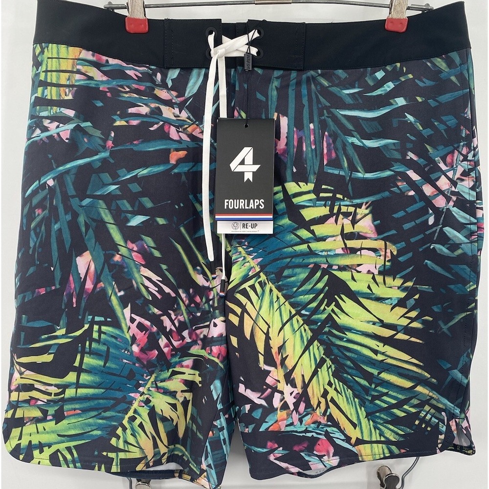 Four Laps Mens 32 ReUp Palm Leaf Board Shorts Drawstring Pocket Athleisure Sport